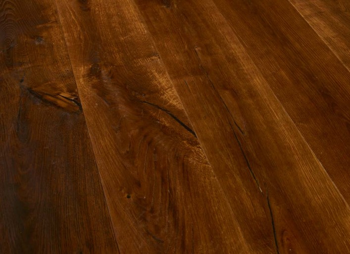 Eiken houten vloer - L020222-Perspectief-Parketloods-Geborsteld-Handgeschraapt-Gerookt-Naturel